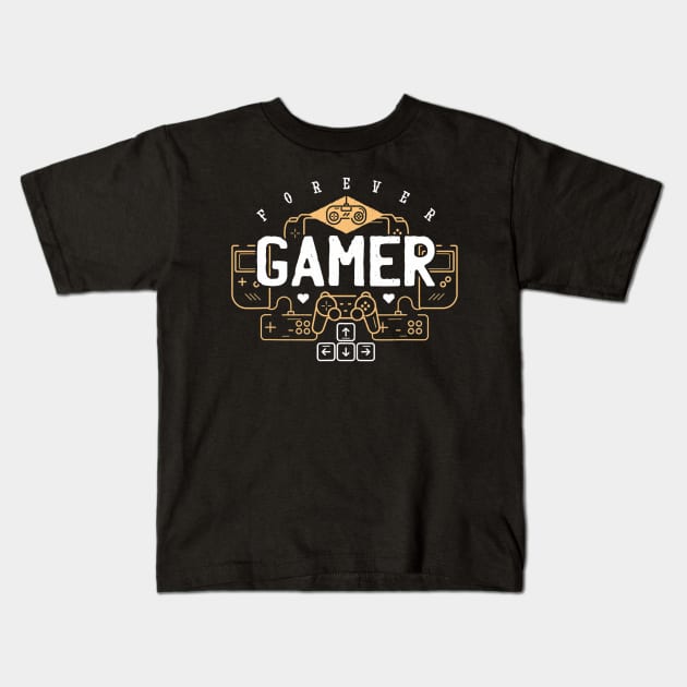 Forever Gamer Vintage _ Modern Video Game Controllers Kids T-Shirt by craiglimu